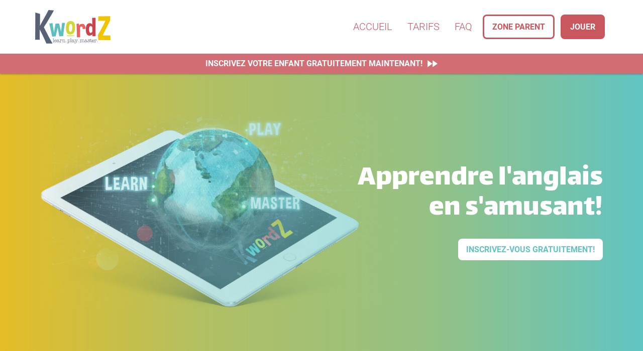 Capture d'écran du site de Kwordz