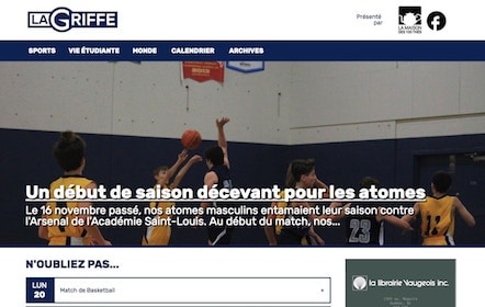 Capture d'écran du Journal La Griffe